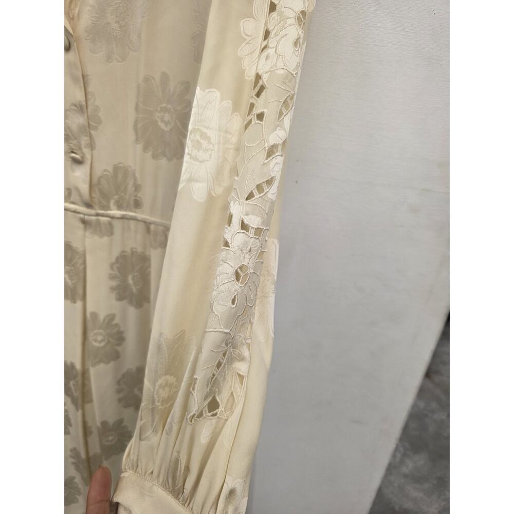 umi collections anne crimmins Ivory Silk Dress Women's Size 14 Vintage - Picture 2 of 13